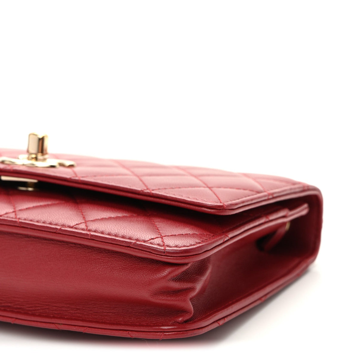 Lambskin Quilted Trendy CC Wallet On Chain WOC Red wholesalehk.shop