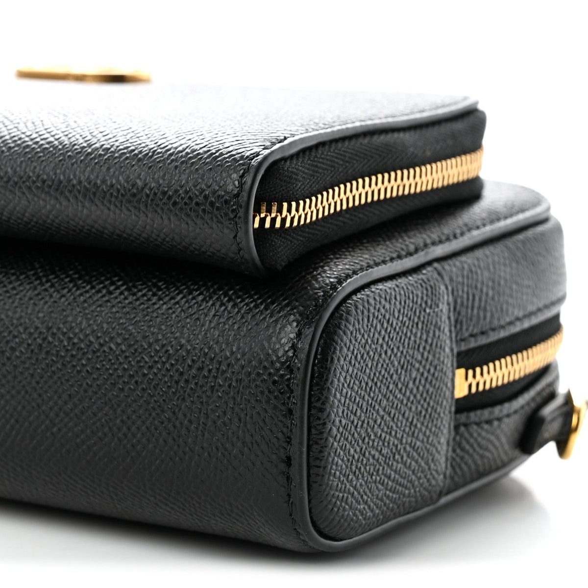 Grained Calfskin Caro Double Pouch Black wholesalehk.shop