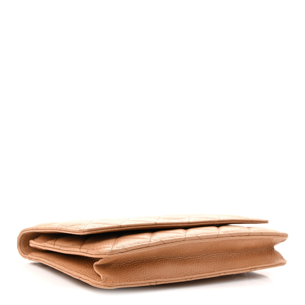 Caviar Quilted Wallet on Chain WOC Beige wholesalehk.shop