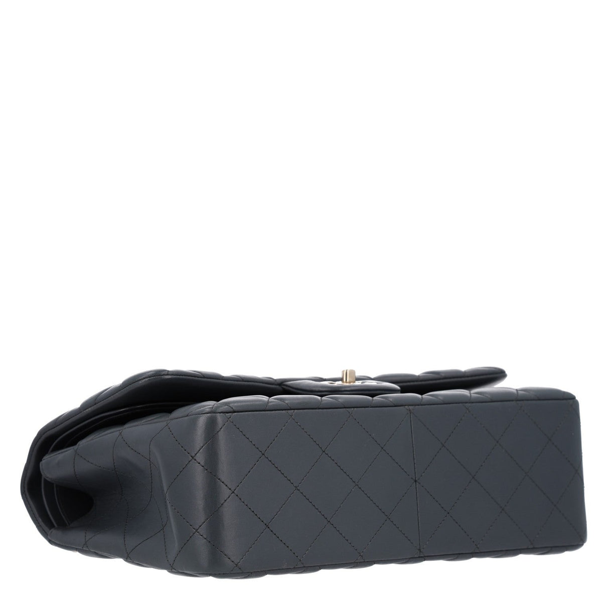 Lambskin Quilted Jumbo Double Flap Dark Grey wholesalehk.shop