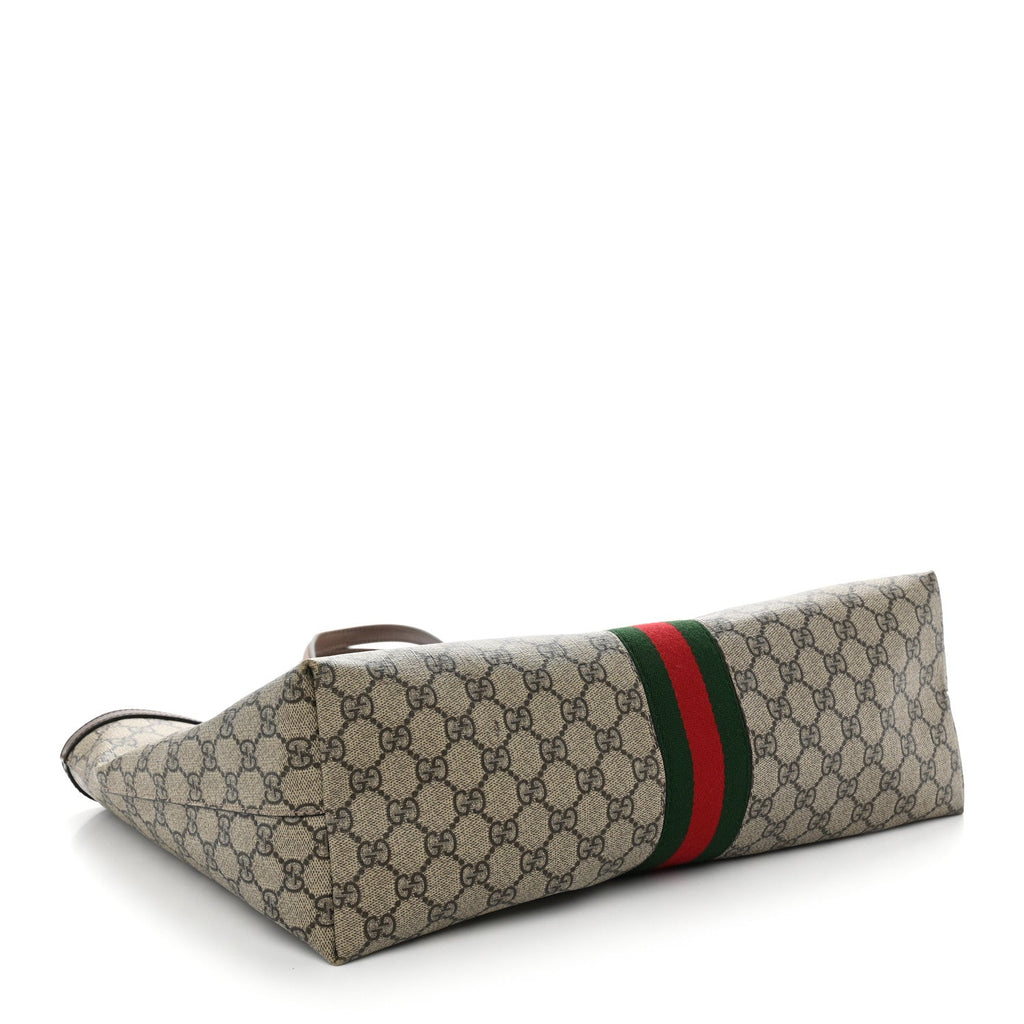 GG Supreme Monogram Medium Ophidia Shopping Tote Brown wholesalehk.shop