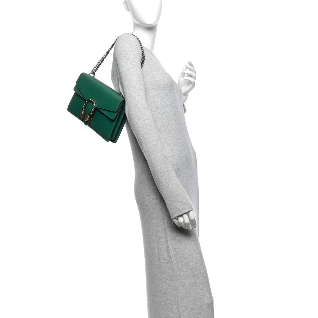 Pebbled Calfskin Small Dionysus Shoulder Bag Emerald wholesalehk.shop