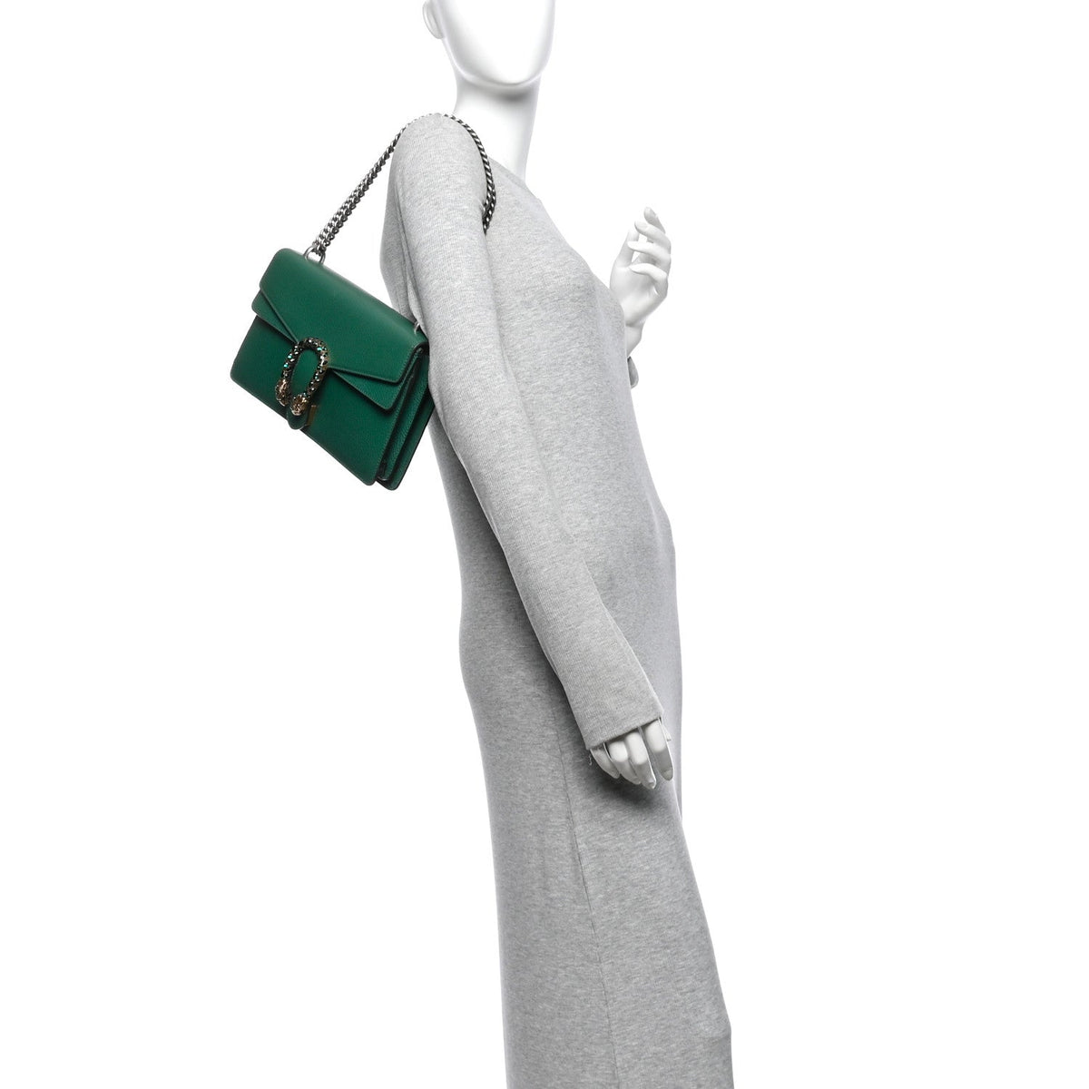 Pebbled Calfskin Small Dionysus Shoulder Bag Emerald wholesalehk.shop