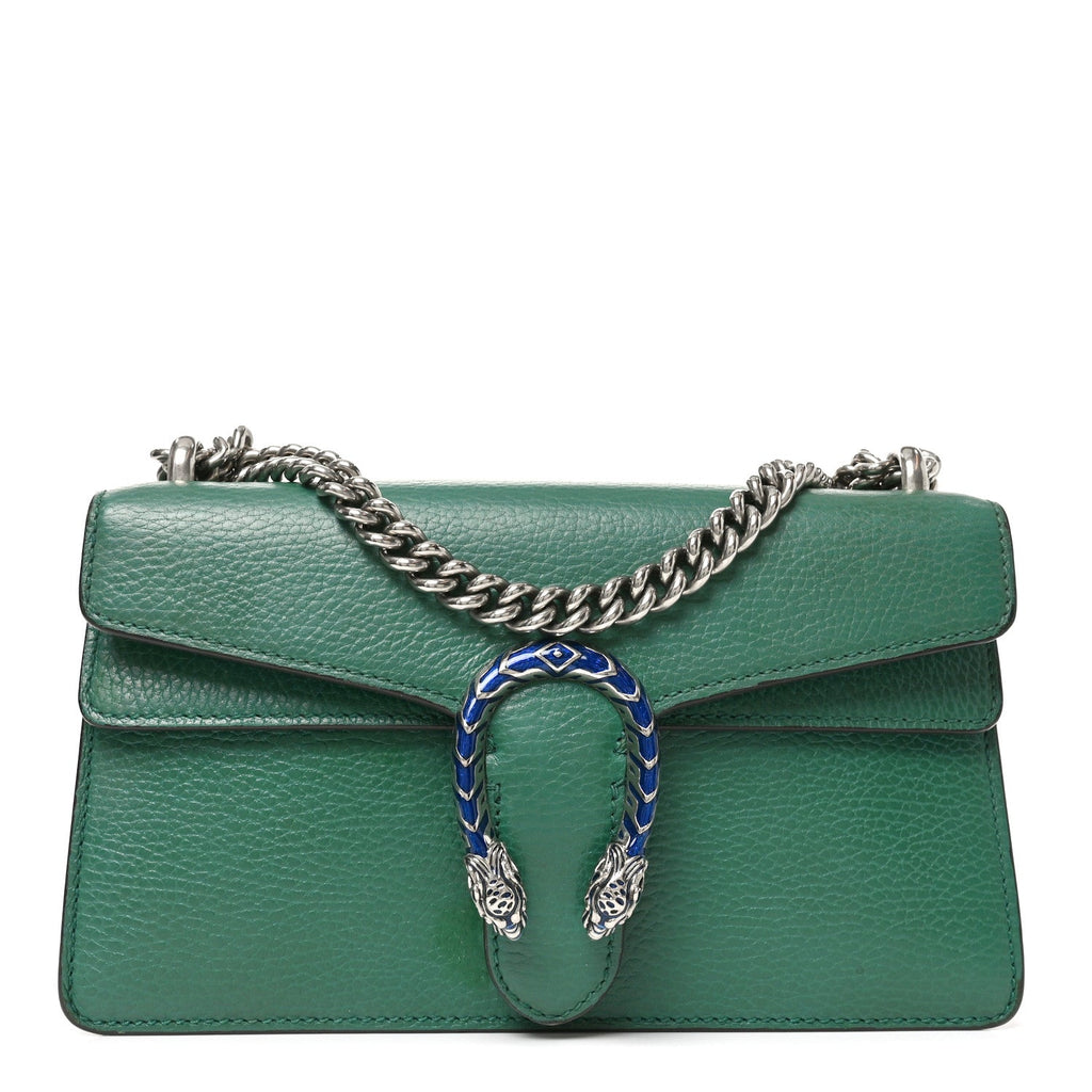 Dollar Calfskin Enamel Small Dionysus Shoulder Bag Emerald Electric Blue wholesalehk.shop