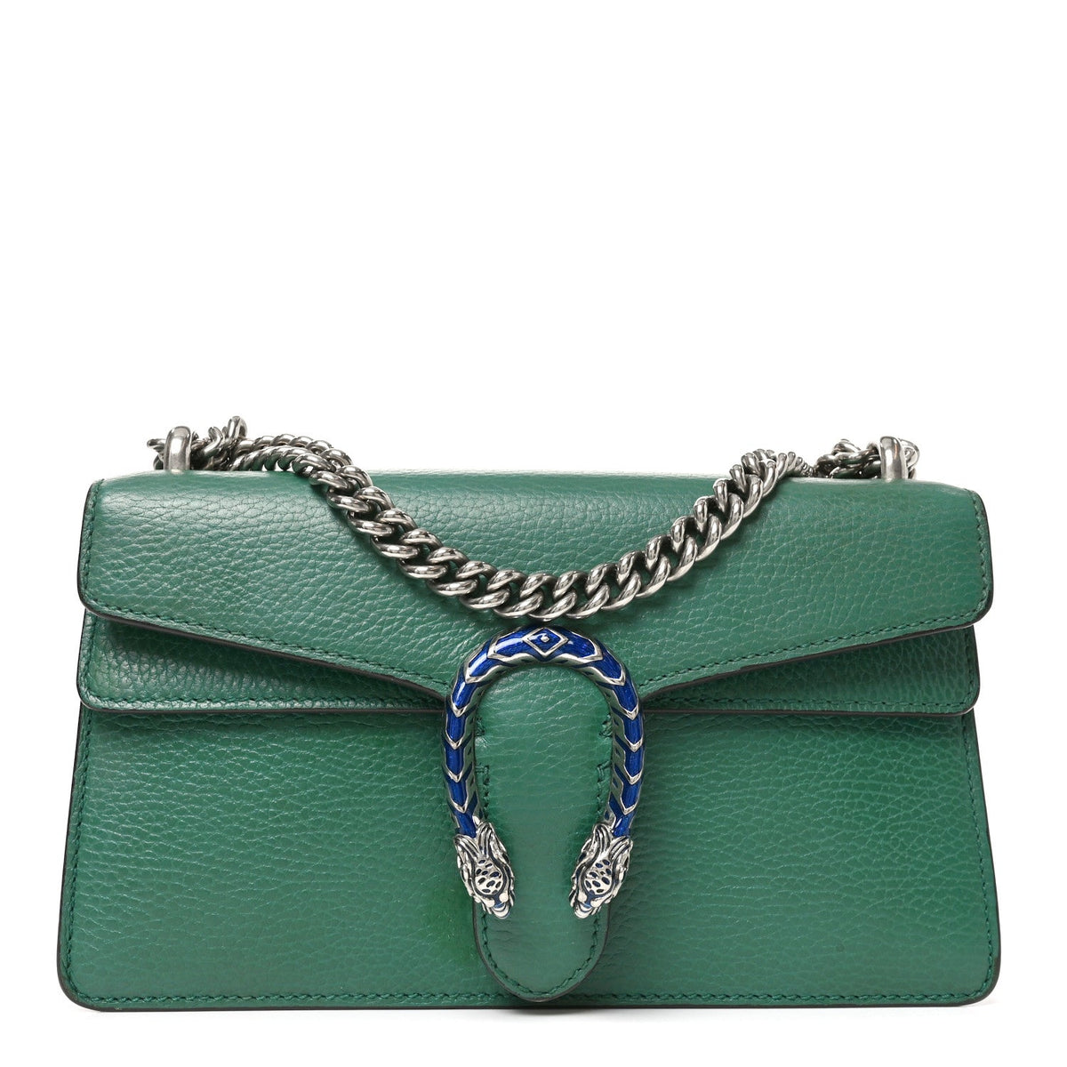Dollar Calfskin Enamel Small Dionysus Shoulder Bag Emerald Electric Blue wholesalehk.shop