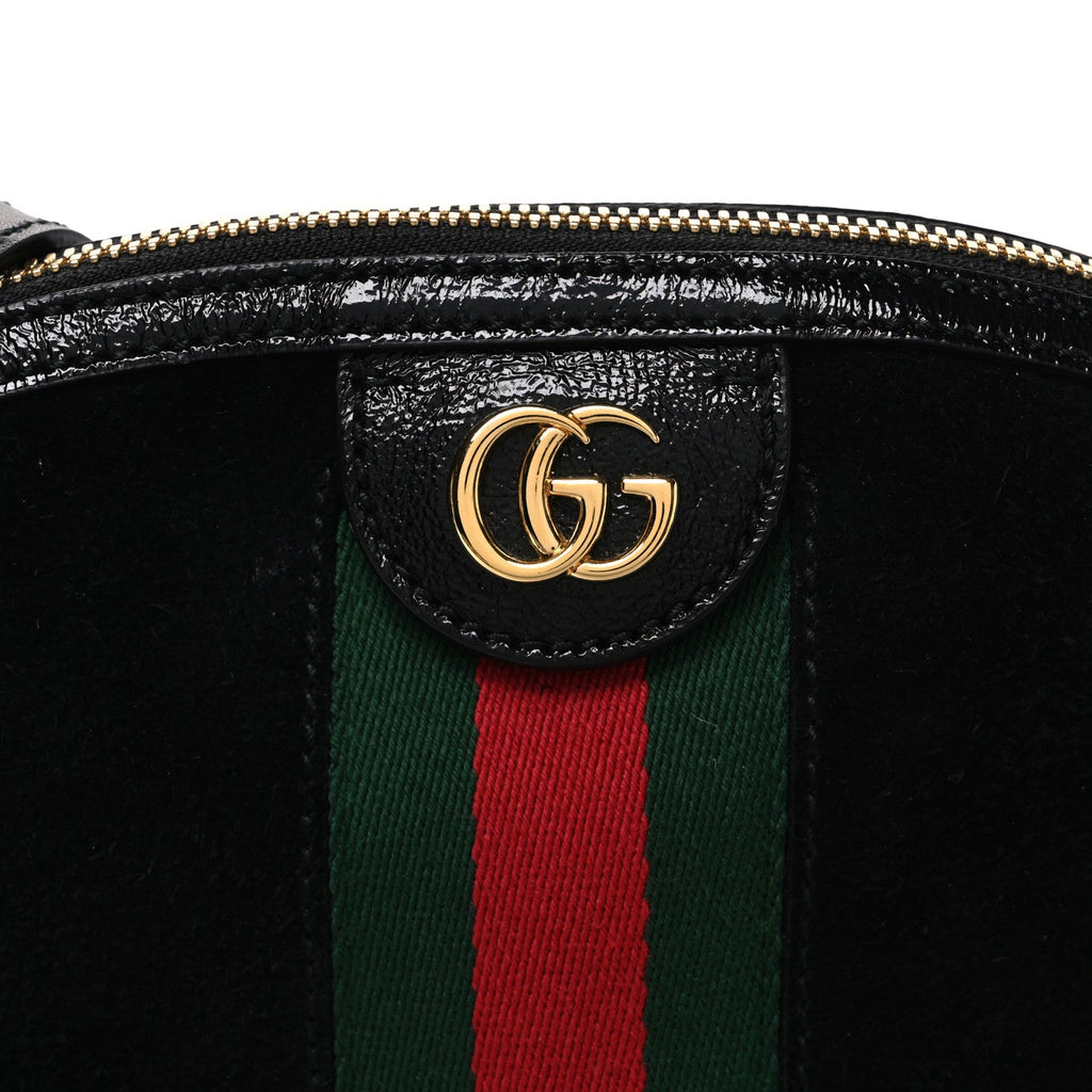Suede Patent Web GG Small Ophidia Dome Shoulder Bag Black wholesalehk.shop