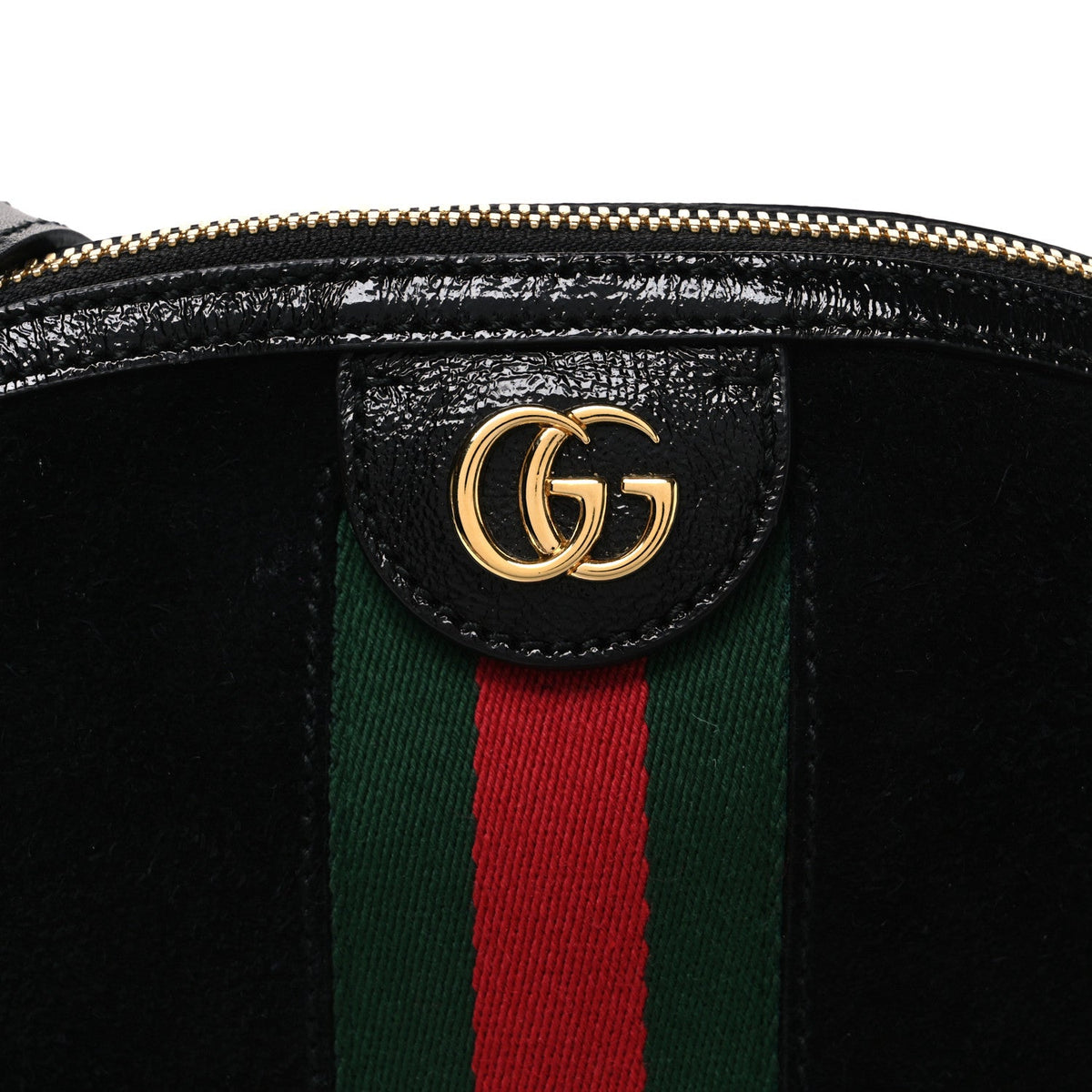 Suede Patent Web GG Small Ophidia Dome Shoulder Bag Black wholesalehk.shop