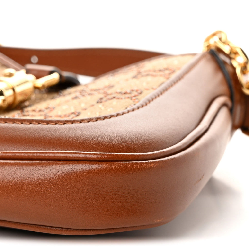 New Canvas Charisma Calfskin Crystal GG Monogram Mini Jackie 1961 Hobo Camel Ebony £¨ Direct shipment via from wholesalehk.shop