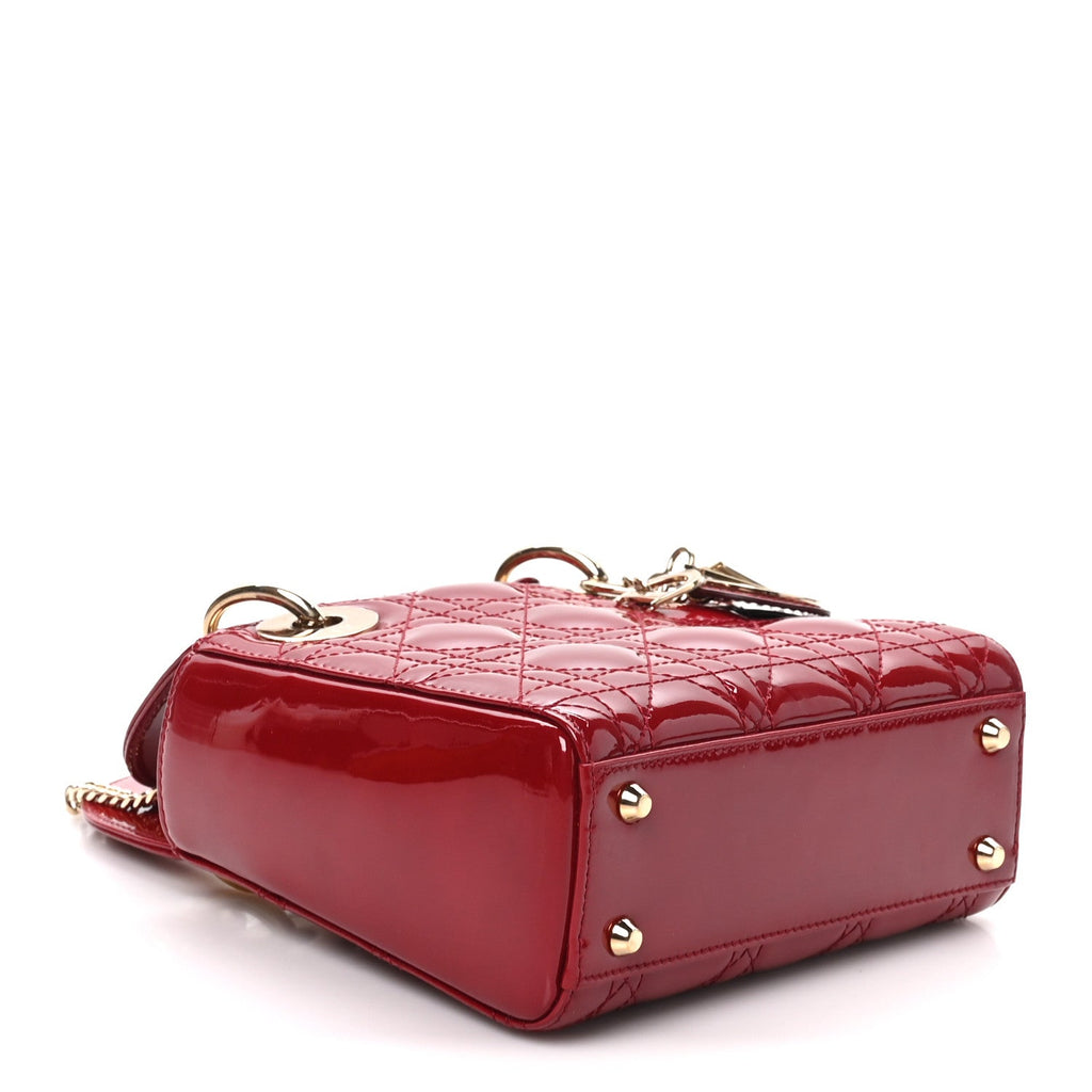 Patent Cannage Mini Lady Dior Red wholesalehk.shop