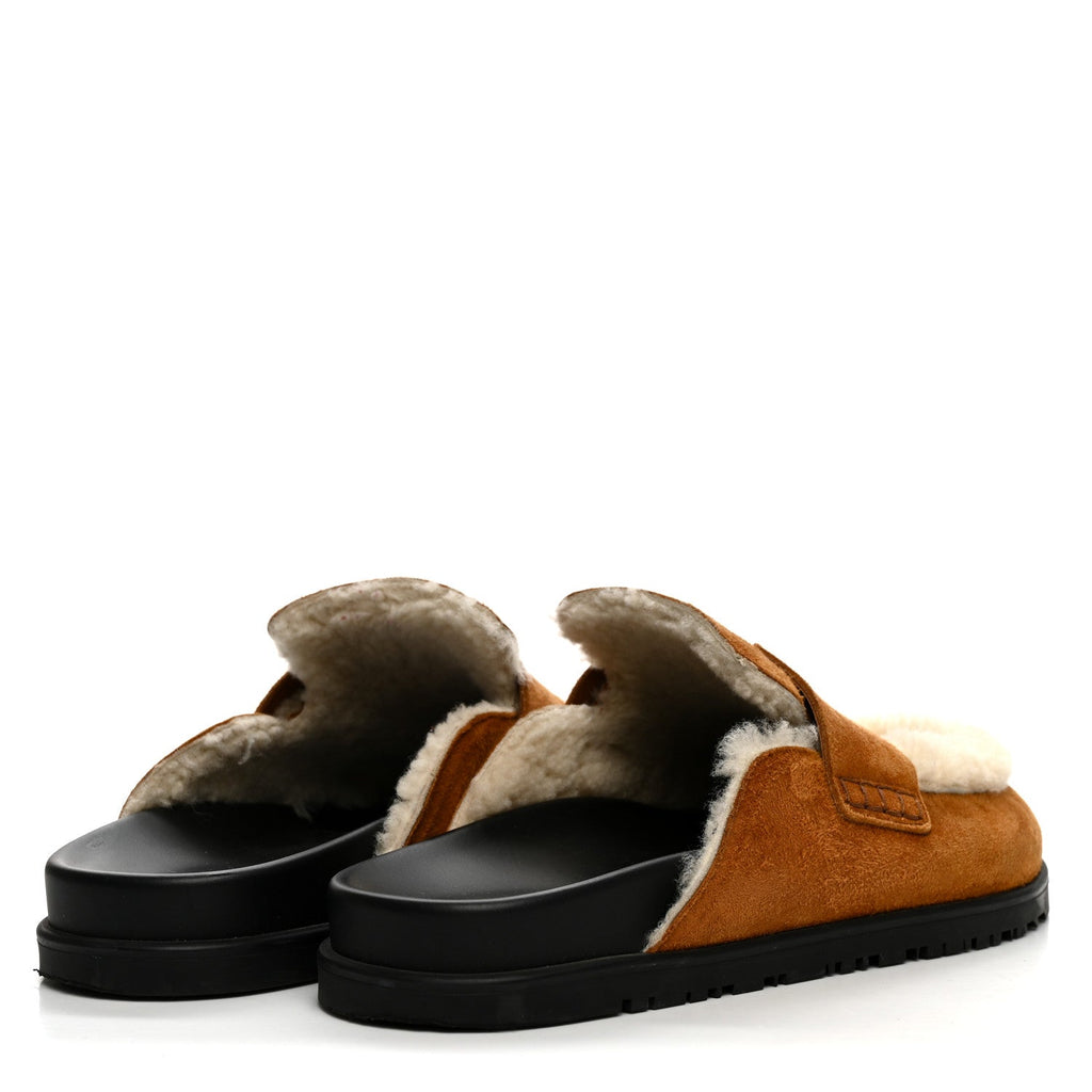 Suede Goatskin Shearling Go Mules 39 Beige Kraft Ecru wholesalehk.shop