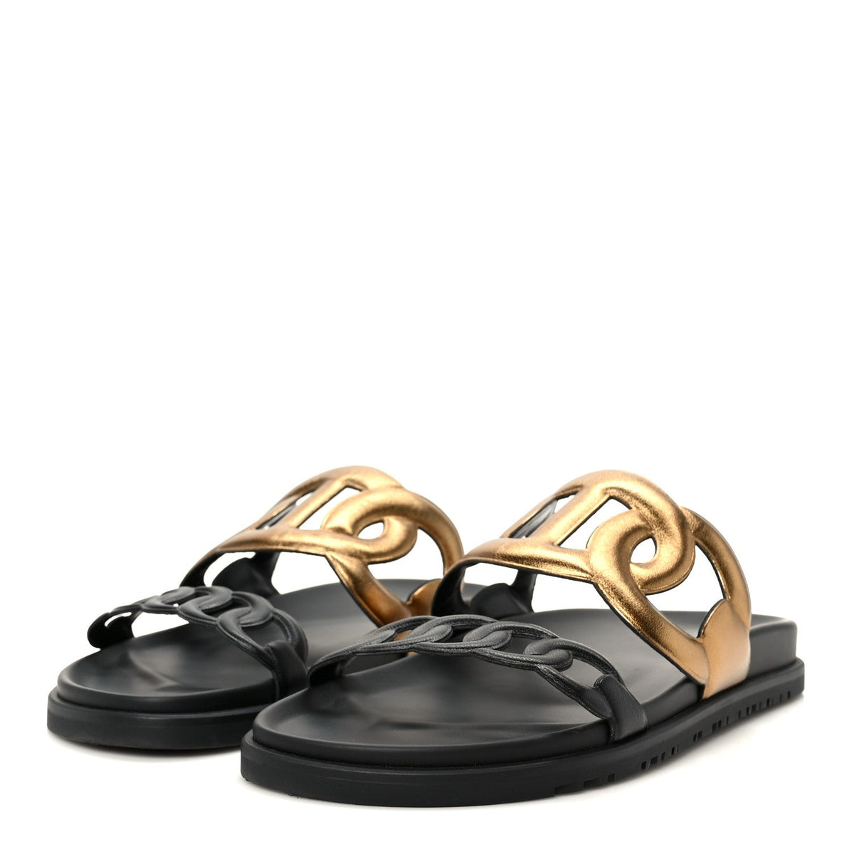 Metallic Nappa Extra Sandals 40 Black Gold wholesalehk.shop