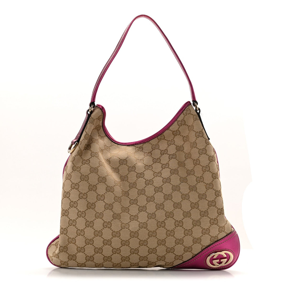 Metallic Calfskin Monogram Medium New Britt Hobo  Pink wholesalehk.shop