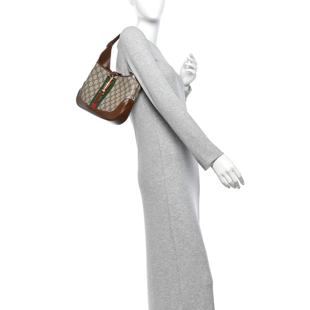 GG Supreme Monogram Azalea Calfskin Web Small Jackie 1961 Hobo Beige Ebony Brown Sugar £¨ Direct shipment via from wholesalehk.shop