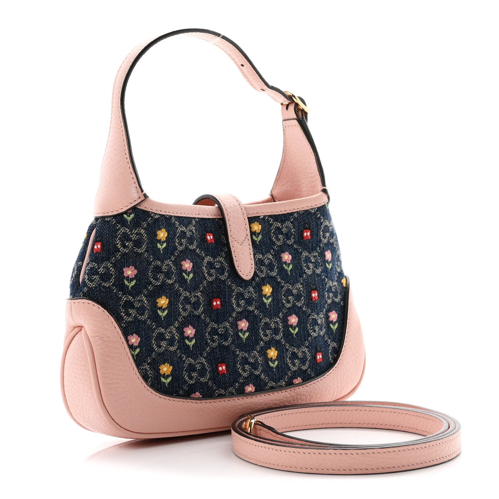 New Denim GG Monogram Calfskin Love Parade Mini Jackie 1961 Hobo Light Pink £¨ Direct shipment via from wholesalehk.shop