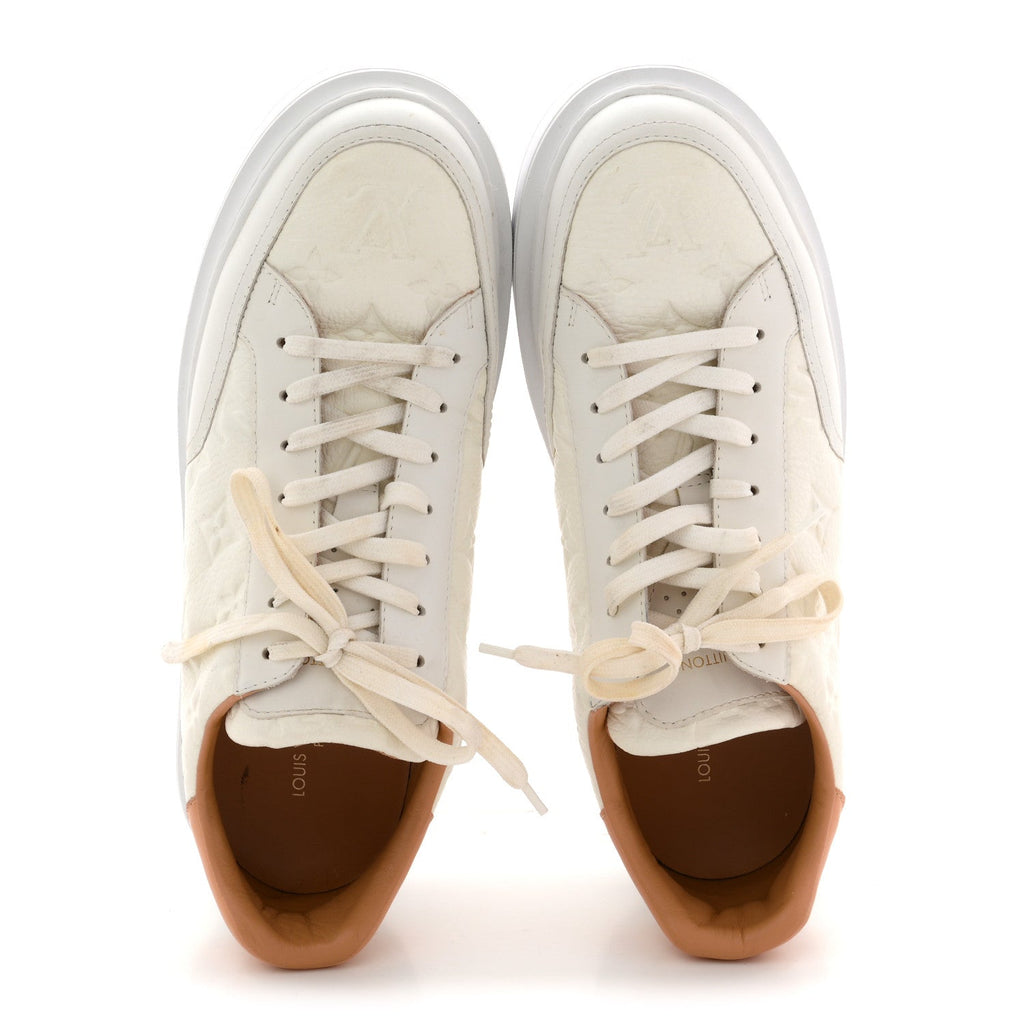 Grained Calfskin Embossed Monogram Mens Beverly Hills Sneakers 8.5 White £¨ Direct shipment via from wholesalehk.shop