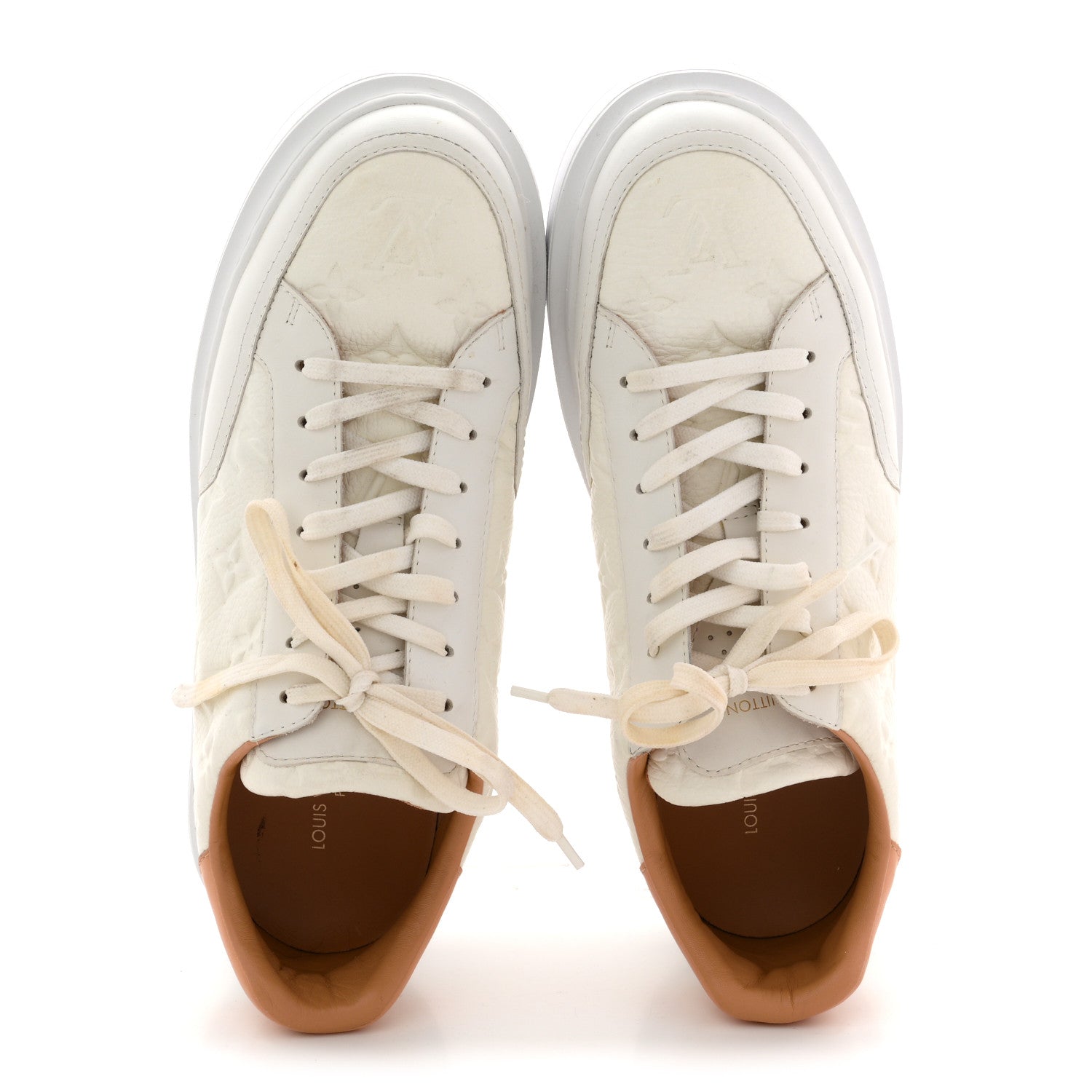 Grained Calfskin Embossed Monogram Mens Beverly Hills Sneakers 8.5 White £¨ Direct shipment via from wholesalehk.shop