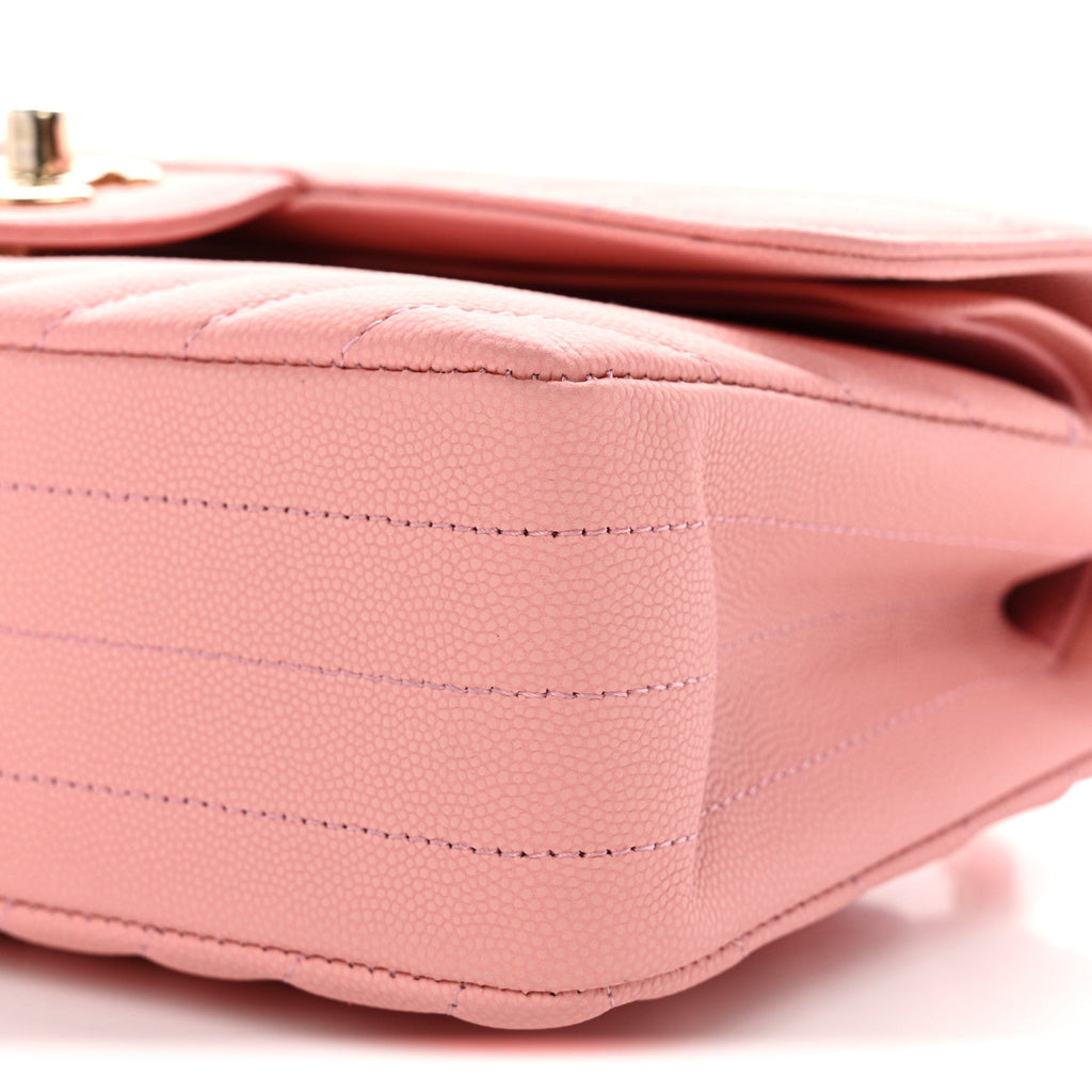 Caviar Chevron Quilted Small Double Flap Pink wholesalehk.shop