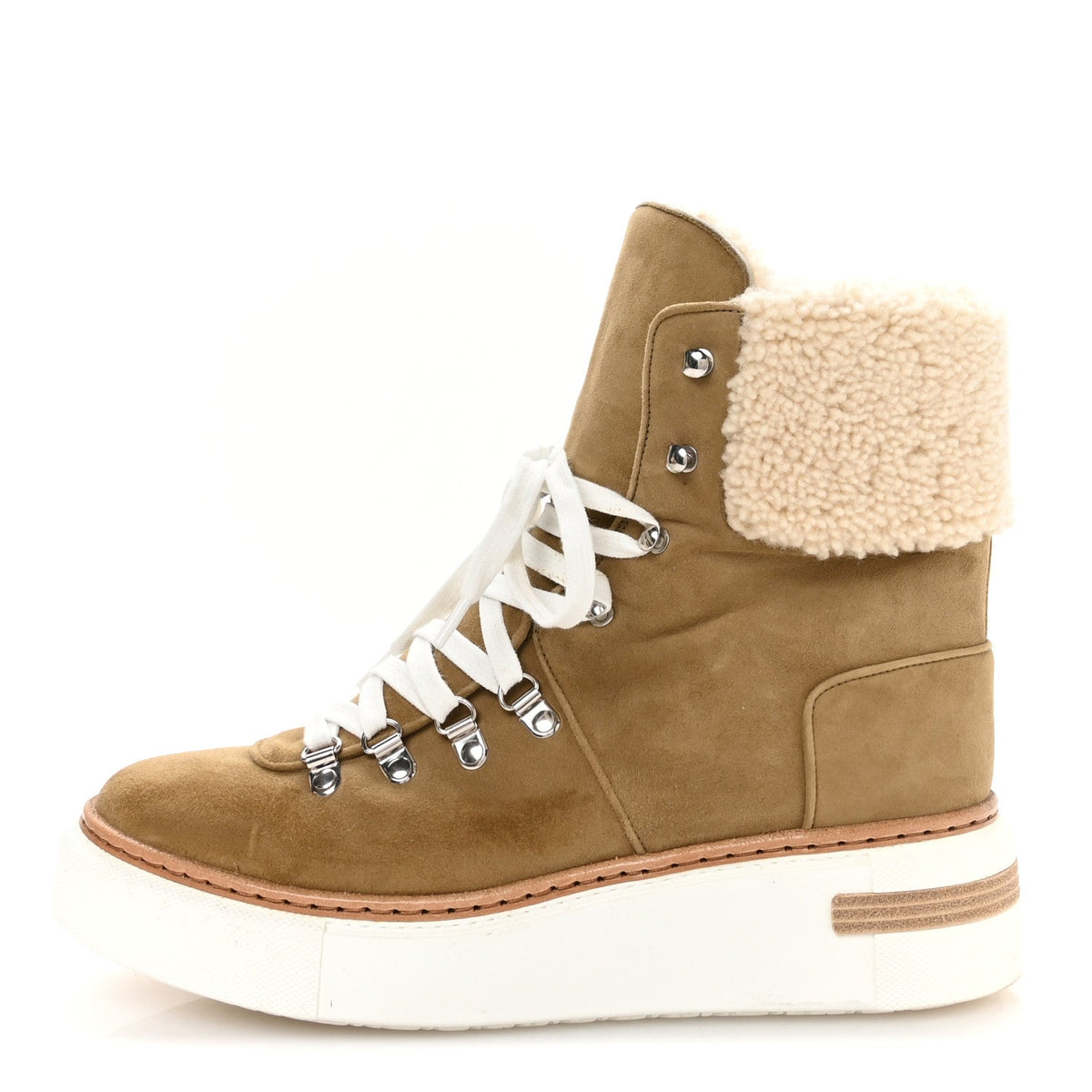 Chevre Velours Woolskin Womens Flocon Ankle Boots 39.5 Beige Gobi Ecru wholesalehk.shop