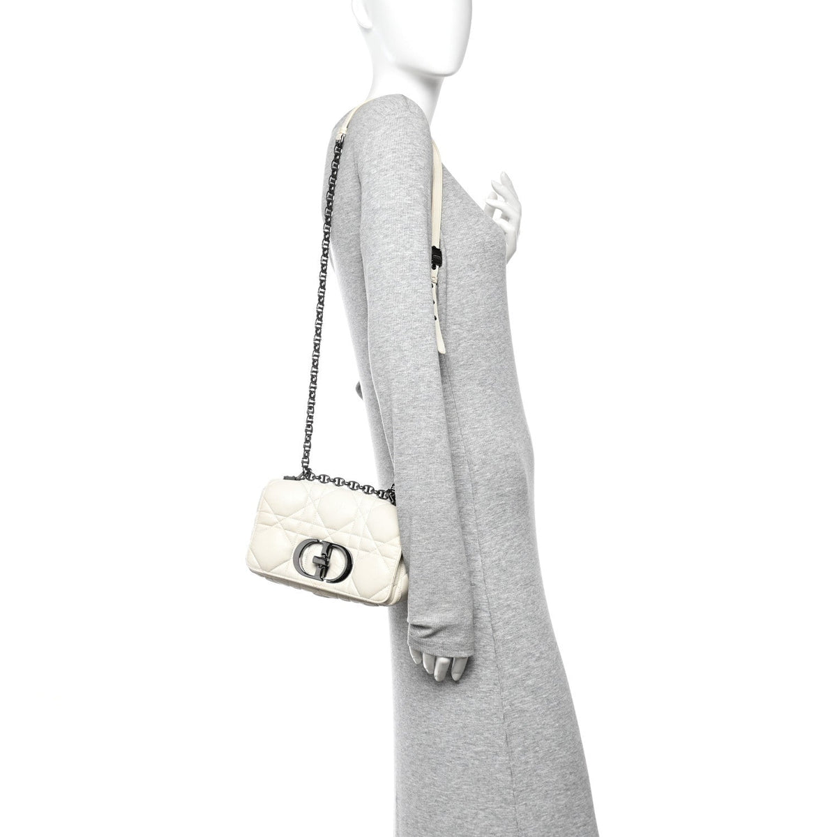 Lambskin Macrocannage Small Dior Caro Bag Ivory wholesalehk.shop