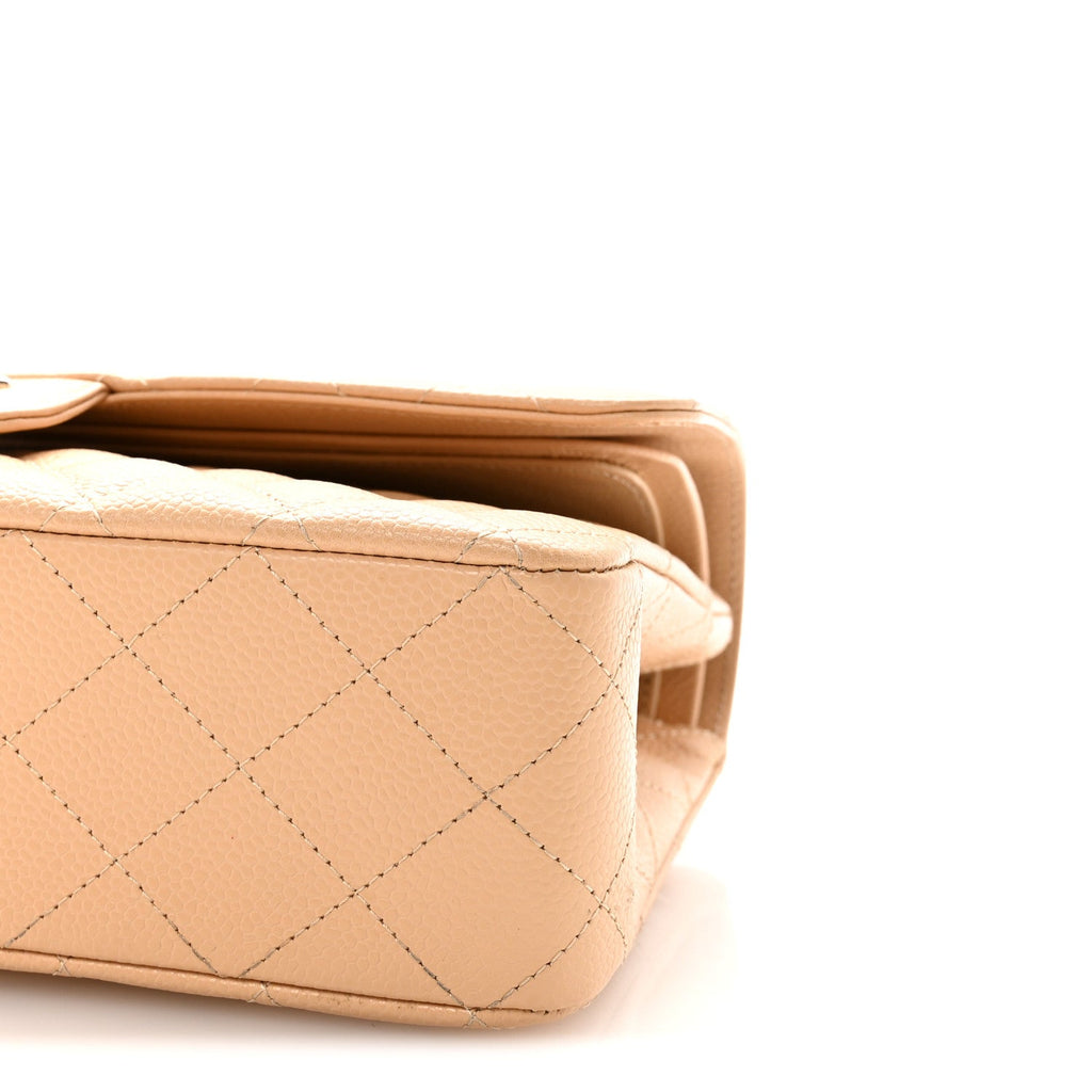 Caviar Quilted Medium Double Flap Beige wholesalehk.shop