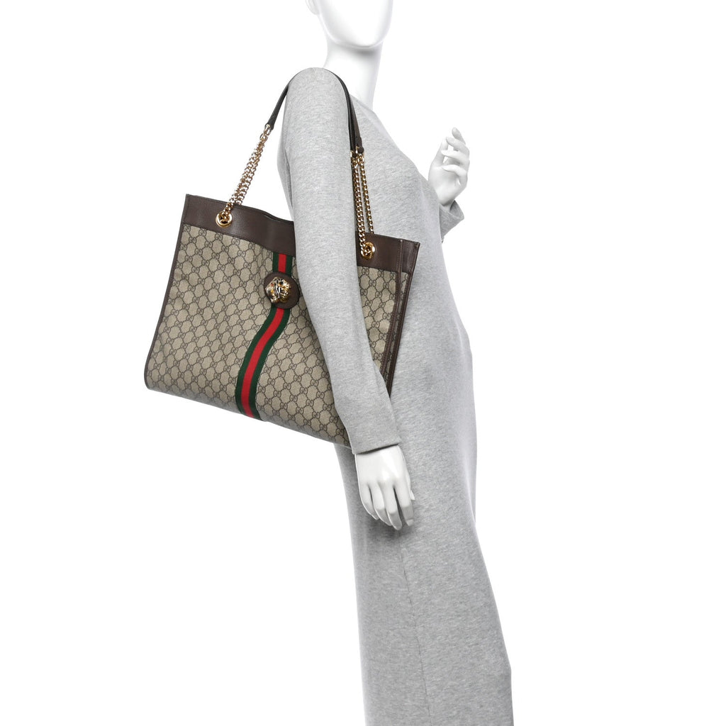 GG Supreme Monogram Large Rajah Chain Tote Beige New Acero wholesalehk.shop