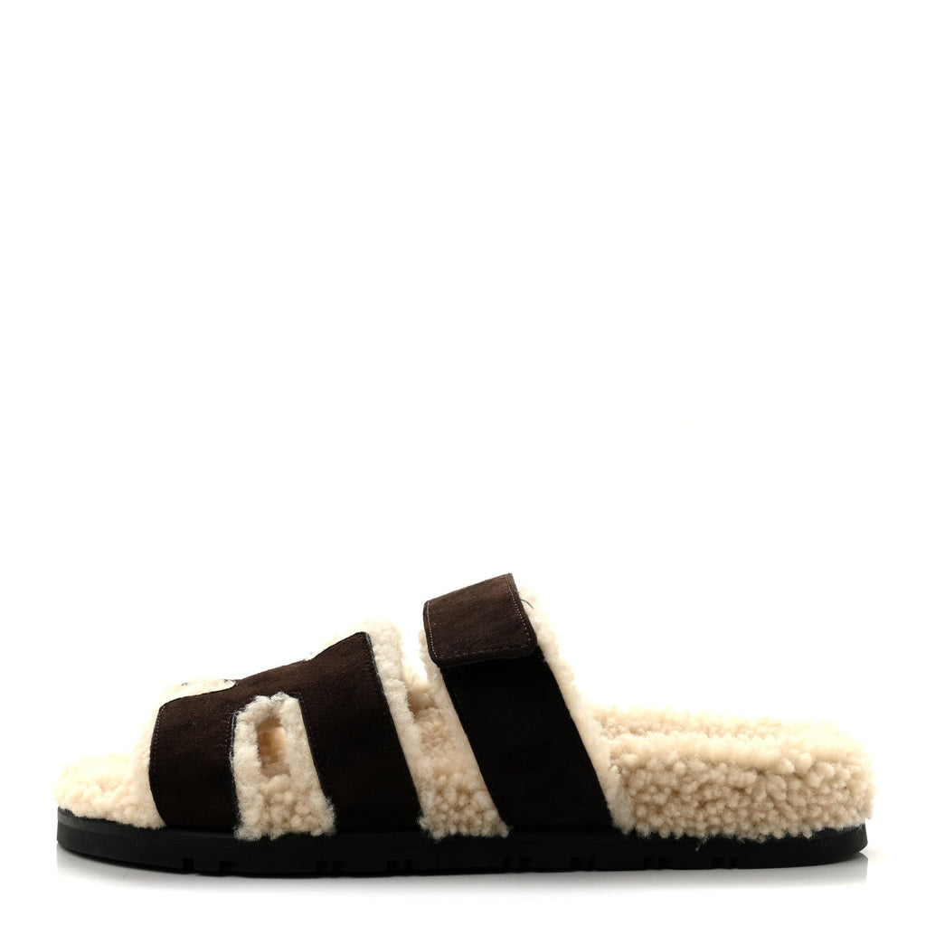 Suede Goatskin Woolskin Womens Chypre Sandals 37.5 Marron Ebene wholesalehk.shop