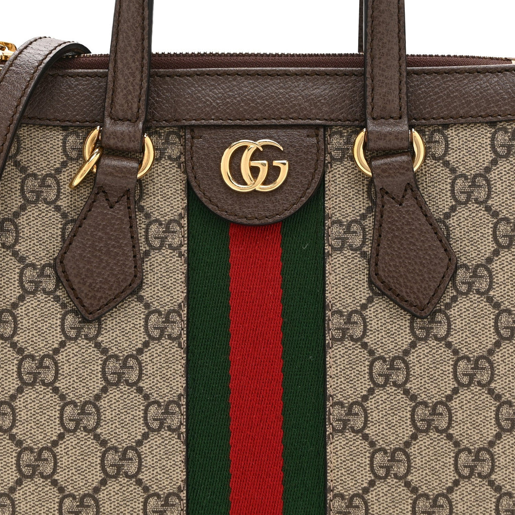 GG Supreme Monogram Small Ophidia Tote Bag Brown wholesalehk.shop
