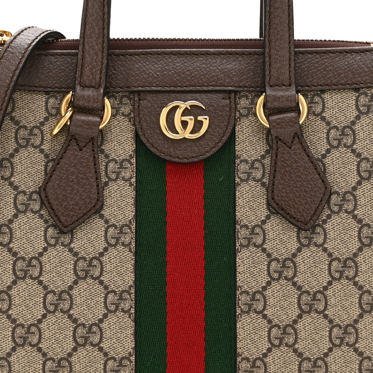 GG Supreme Monogram Small Ophidia Tote Bag Brown wholesalehk.shop