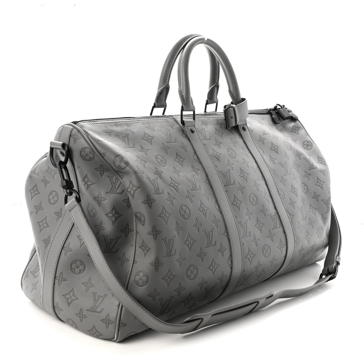 Calfskin Monogram Shadow Keepall Bandouliere 50 Anthracite Gray wholesalehk.shop