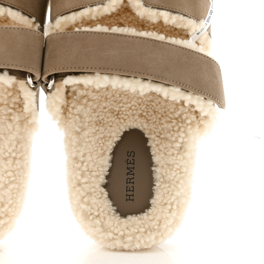 Suede Goatskin Woolskin Womens Chypre Sandals 39 Etoupe Ecru wholesalehk.shop