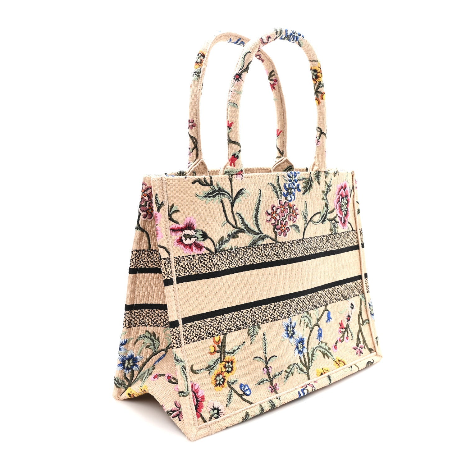Raffia Embroidered Petites Fleurs Medium Book Tote Natural £¨ Direct shipment via from wholesalehk.shop
