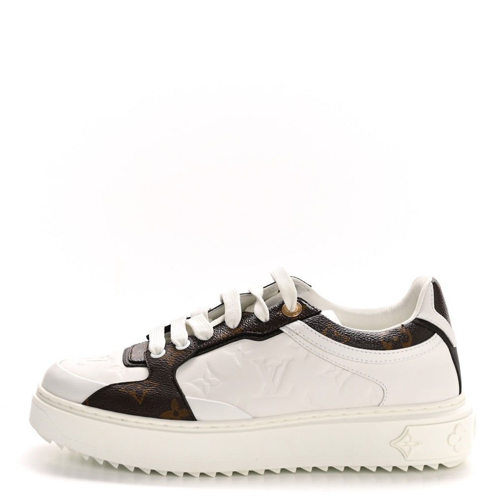 Calfskin Embossed Monogram Time Out Sneakers 39 White £¨ Direct shipment via from wholesalehk.shop