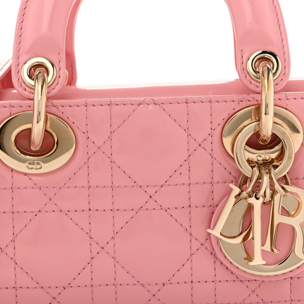 Metallic Lambskin Cannage Small Lady D-Joy Pink wholesalehk.shop