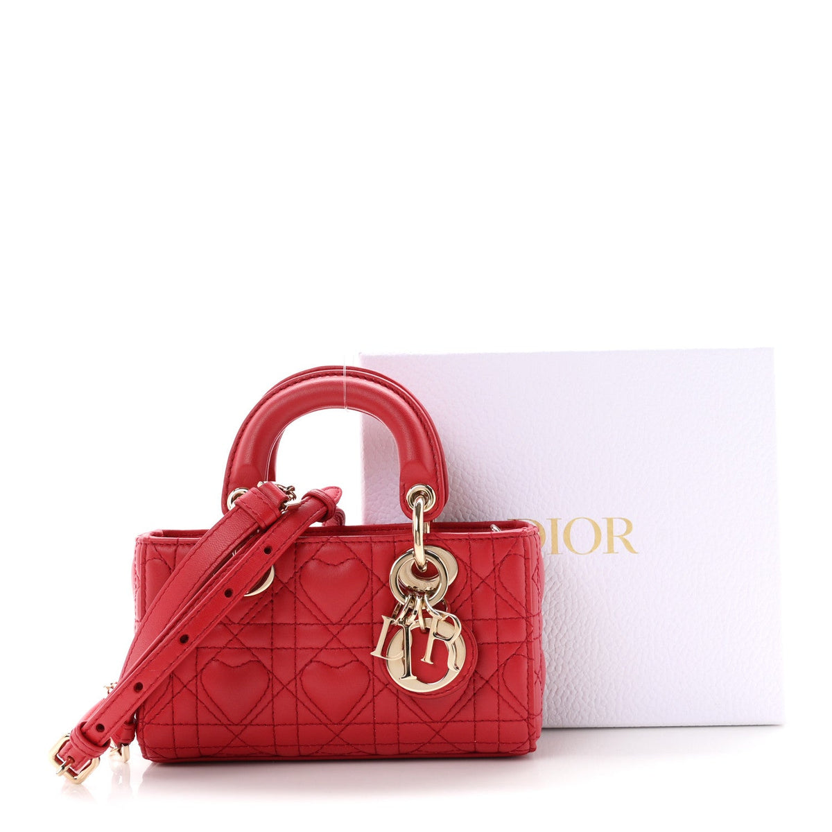 Lambskin Cannage Dioramour Micro Lady D-Joy Red wholesalehk.shop