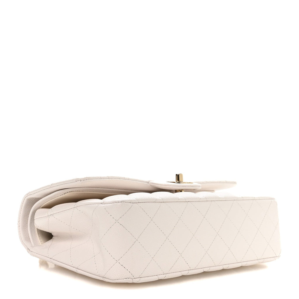 Caviar Quilted Medium Double Flap White wholesalehk.shop