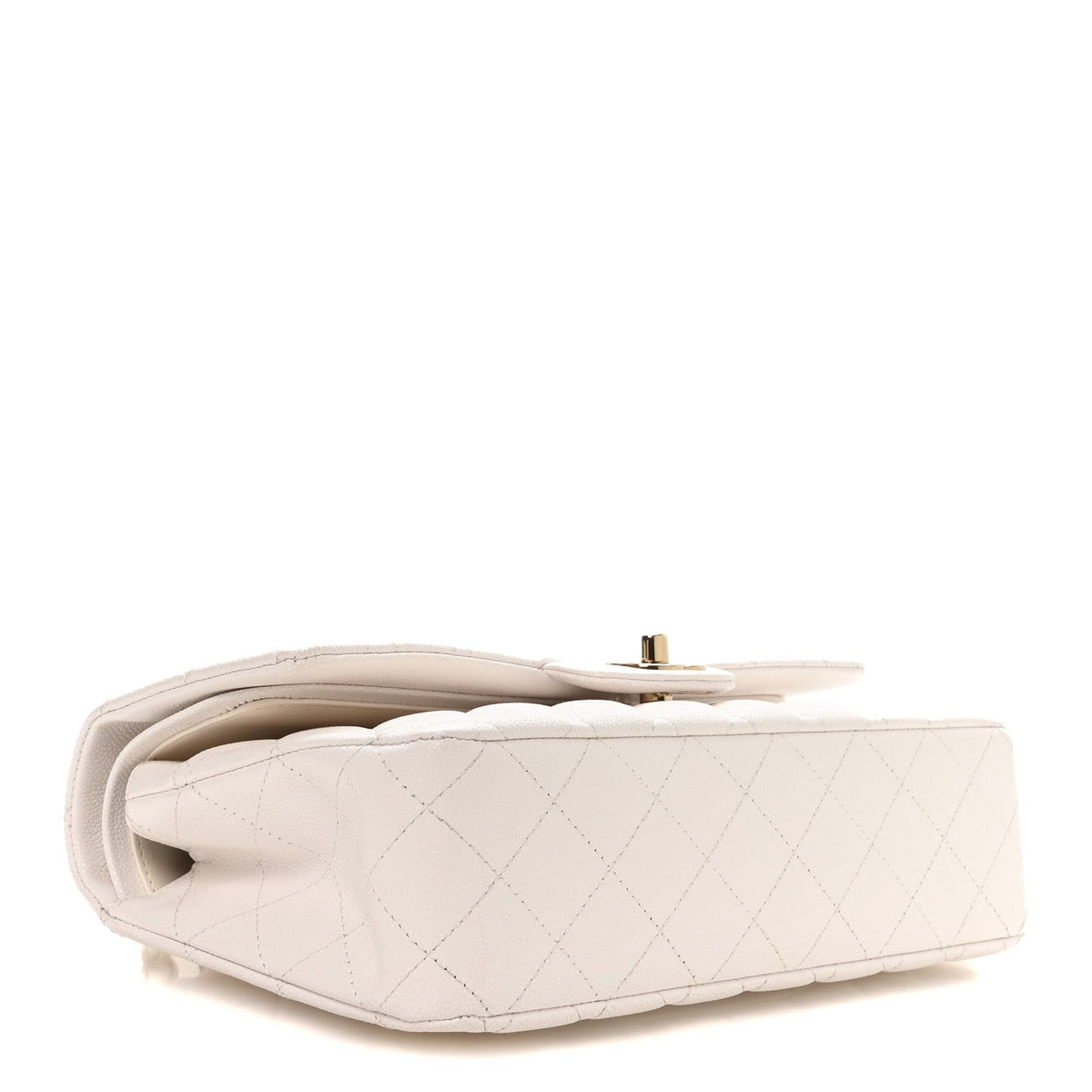 Caviar Quilted Medium Double Flap White wholesalehk.shop