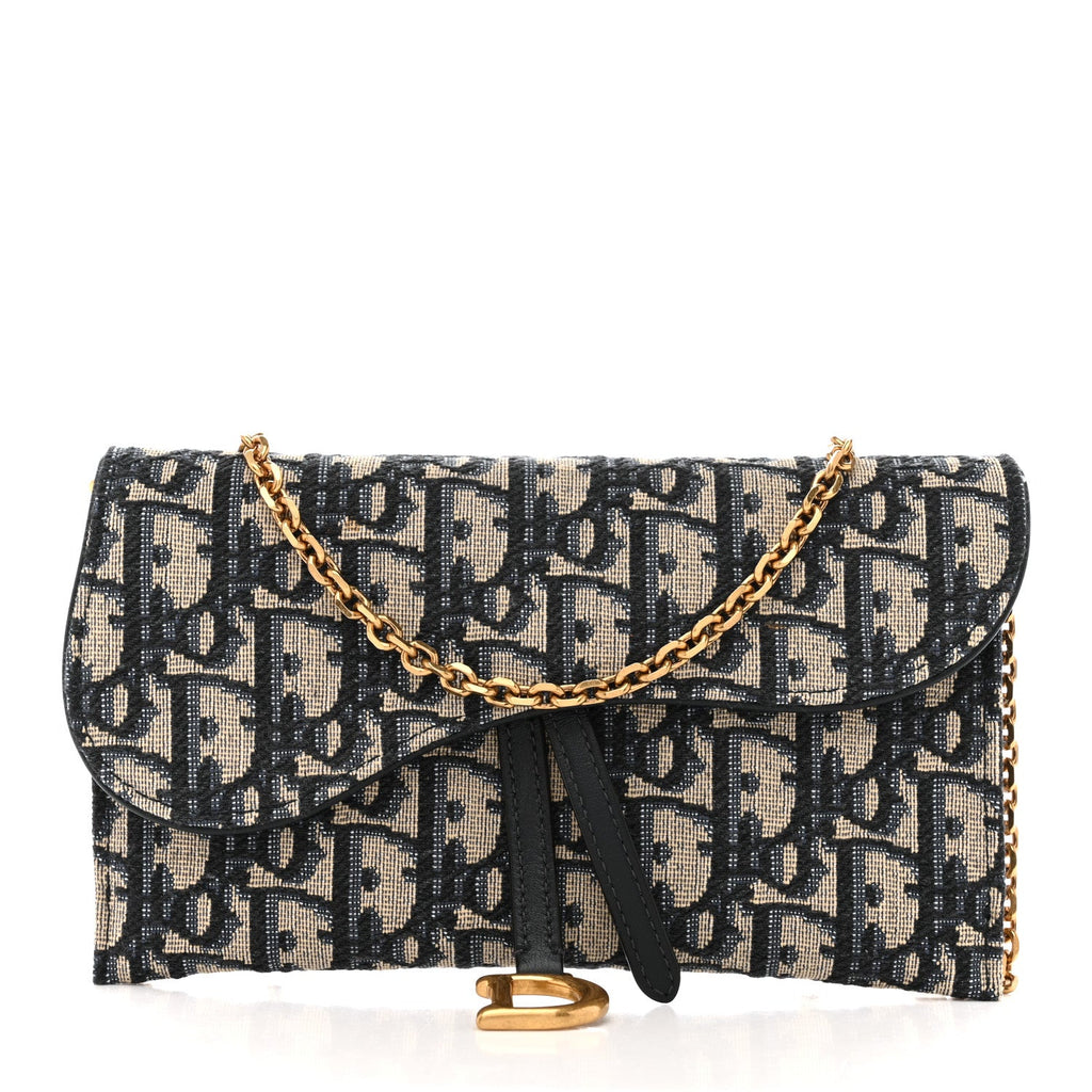 Oblique Saddle Chain Long Wallet Blue wholesalehk.shop