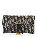 Oblique Saddle Chain Long Wallet Blue wholesalehk.shop