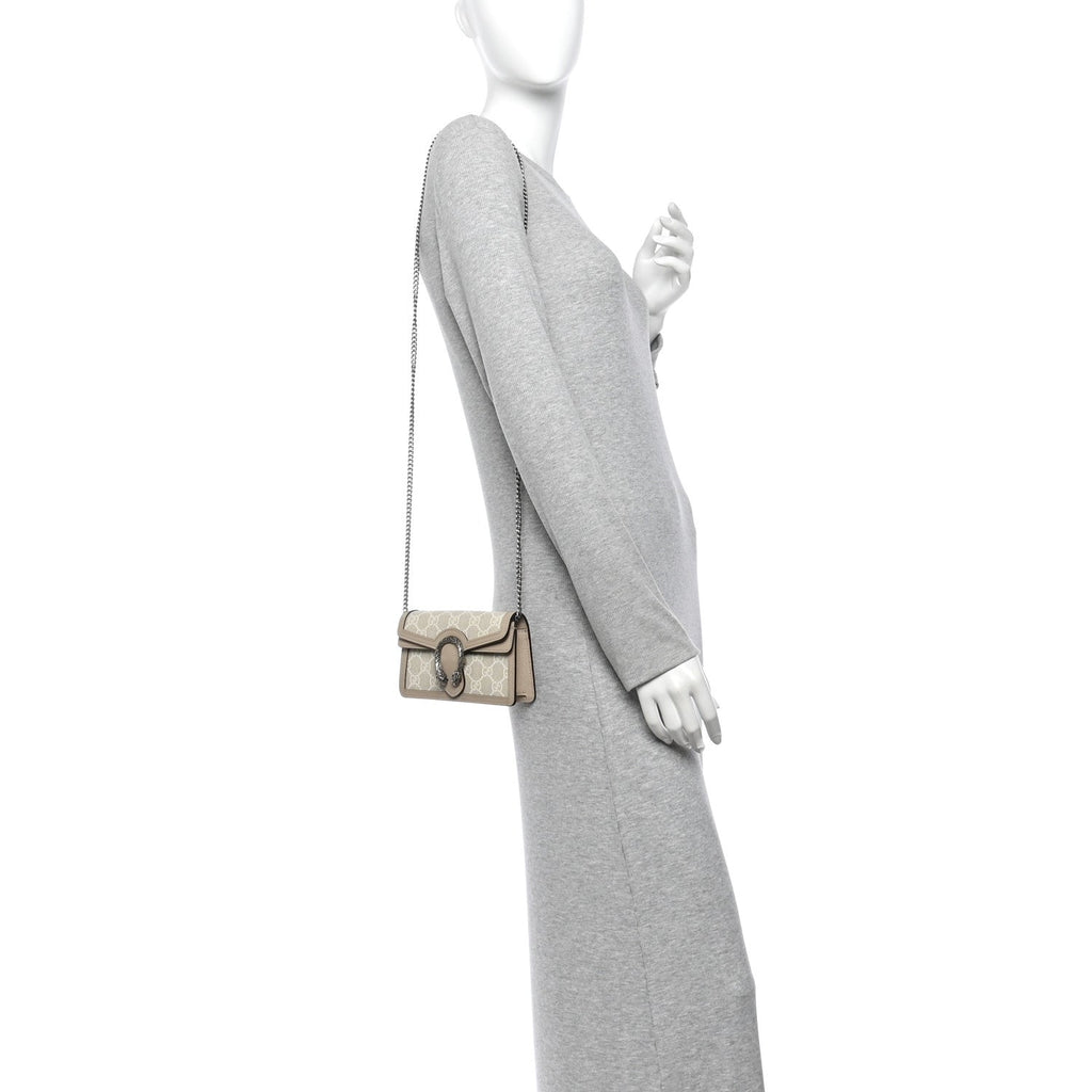 GG Supreme Monogram Textured Dollar Calfskin Super Mini Dionysus Shoulder Bag Beige Mystic White Oatmeal wholesalehk.shop
