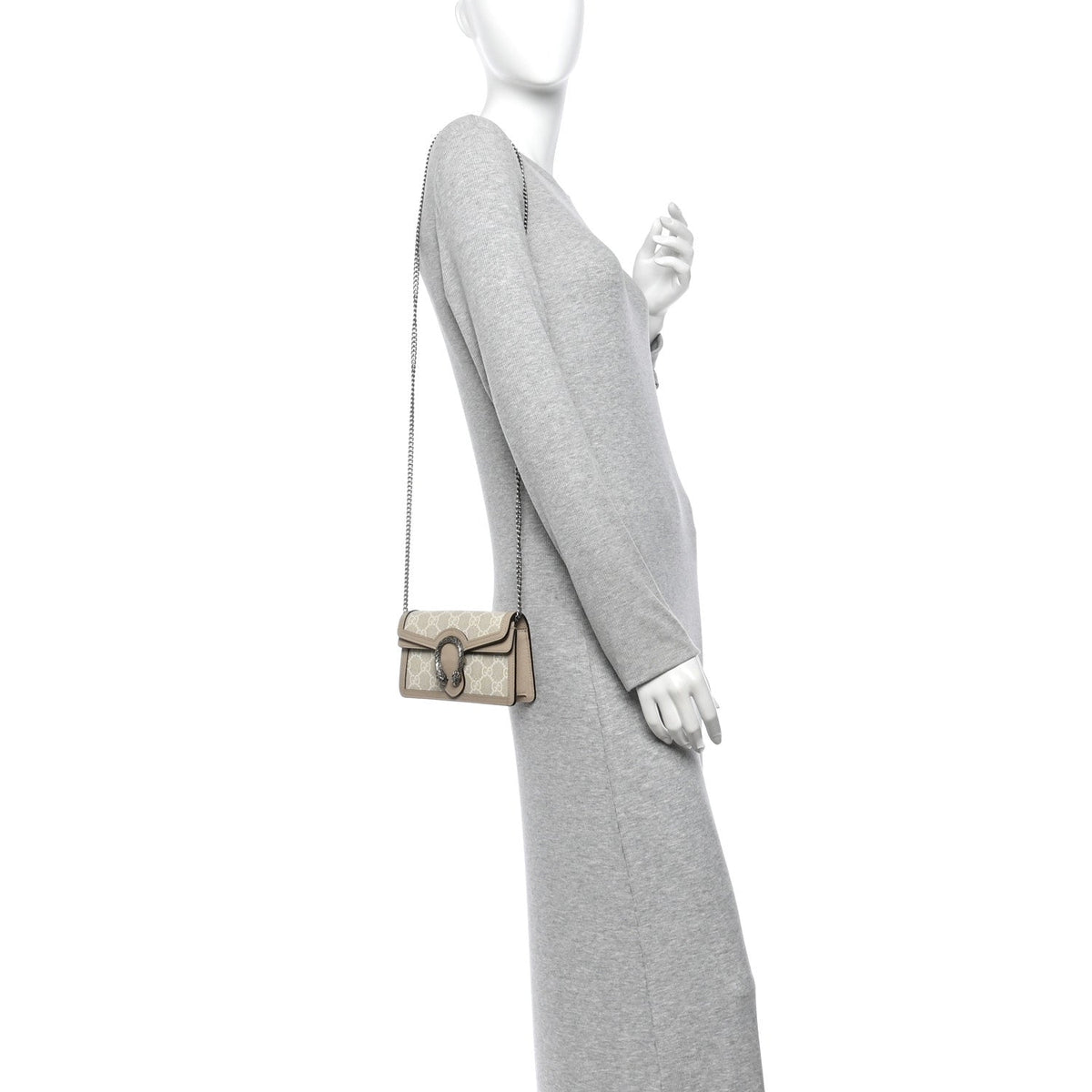 GG Supreme Monogram Textured Dollar Calfskin Super Mini Dionysus Shoulder Bag Beige Mystic White Oatmeal wholesalehk.shop