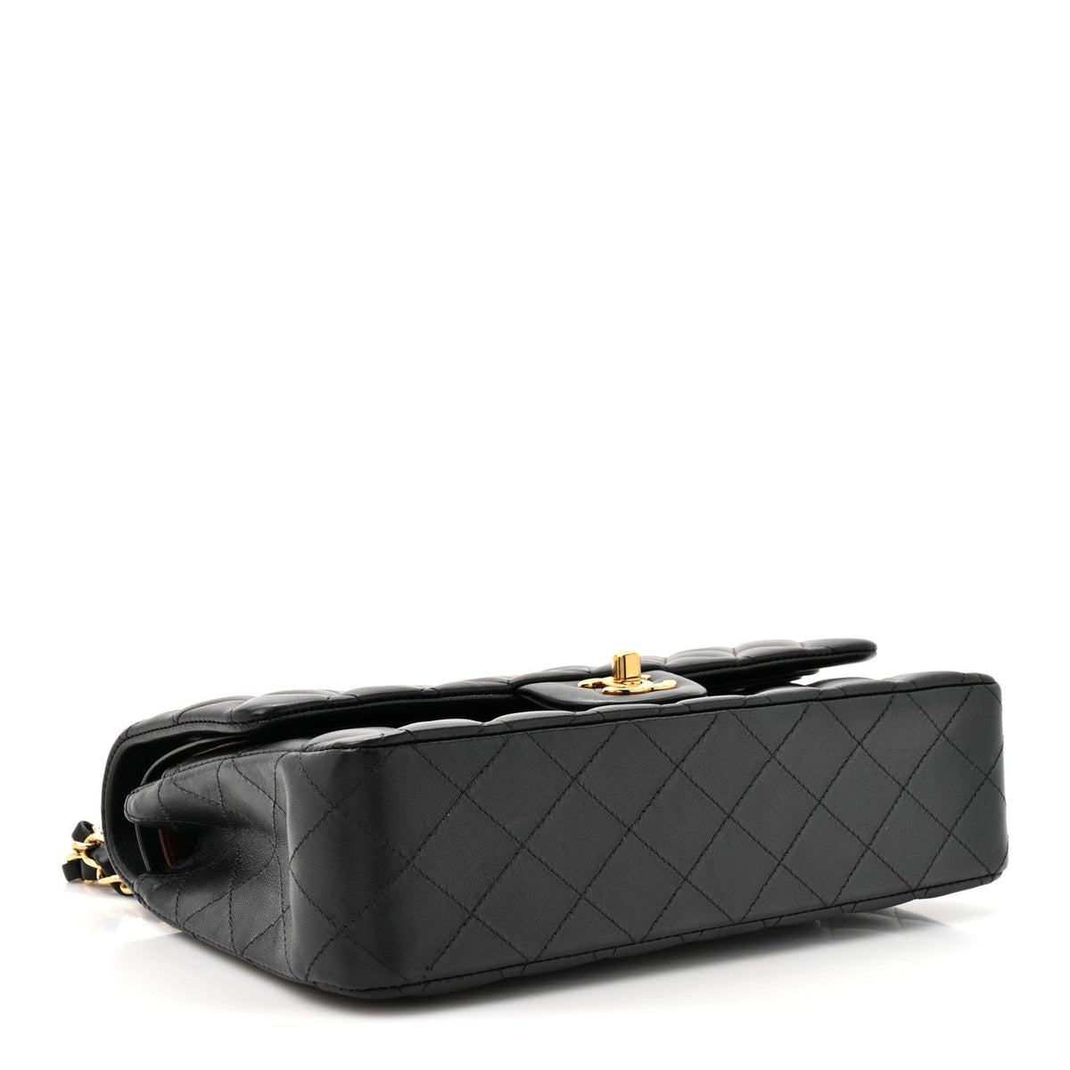 Lambskin Quilted Small Double Flap Black wholesalehk.shop
