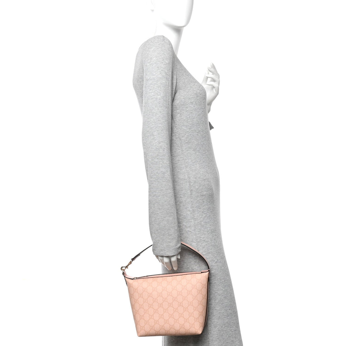 GG Supreme Monogram Textured Calfskin Web Super Mini Ophidia Shoulder Bag Pink wholesalehk.shop