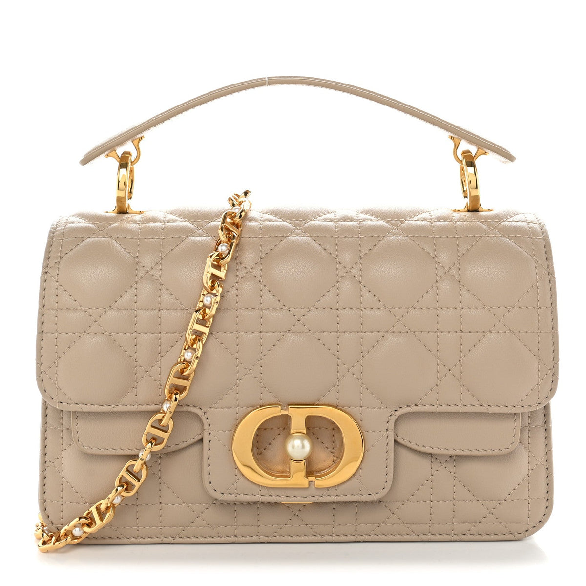 Calfskin Cannage Small Jolie Top Handle Bag Powder Beige wholesalehk.shop