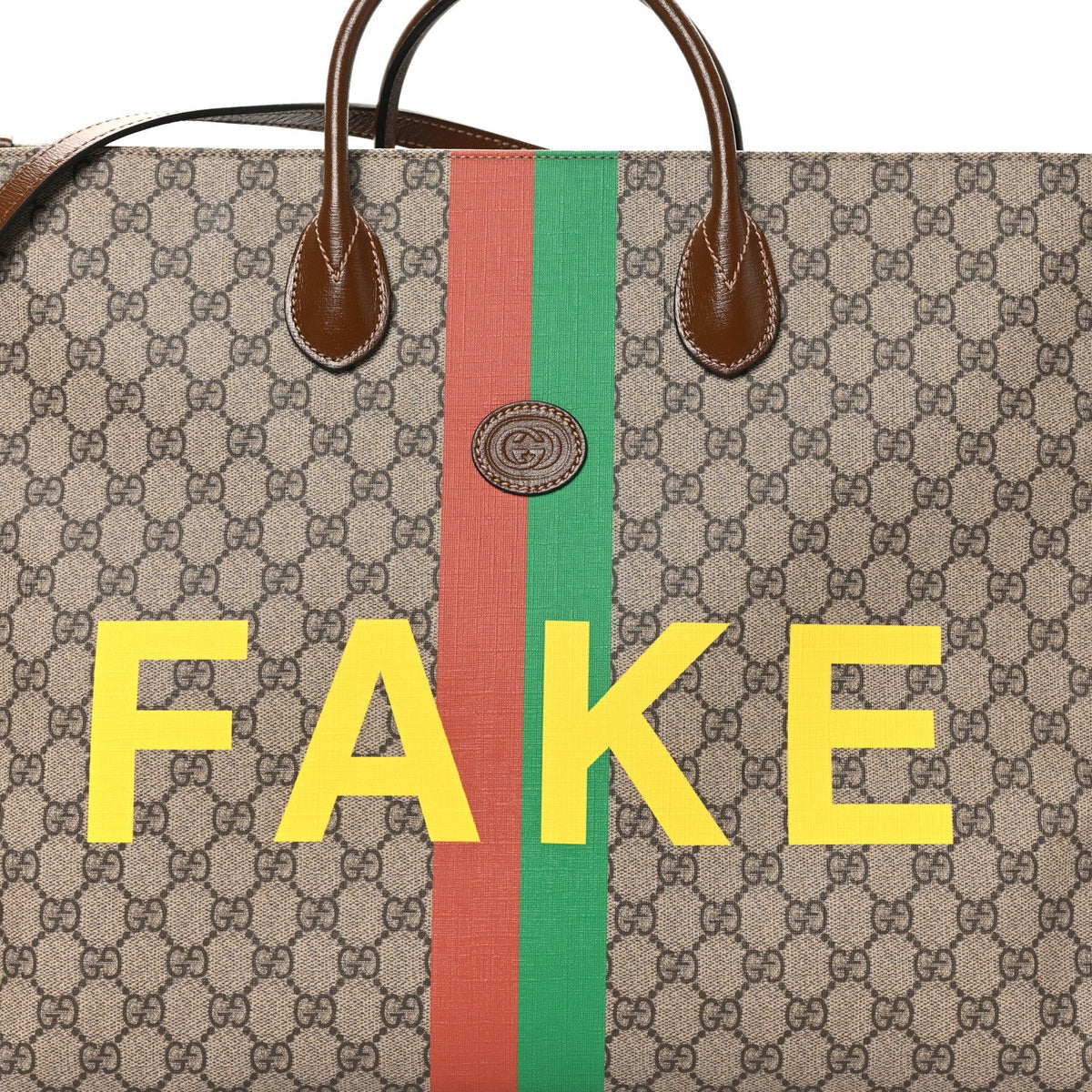 GG Supreme Monogram Fake/Not Large Retro Interlocking G Tote Bag Beige Brown Sugar wholesalehk.shop