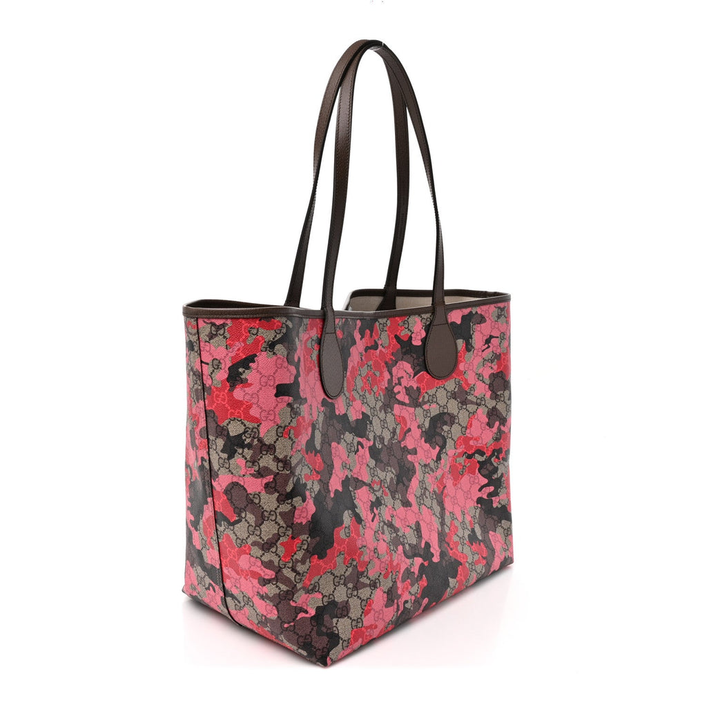GG Supreme Monogram Camouflage Tote Pink Red wholesalehk.shop