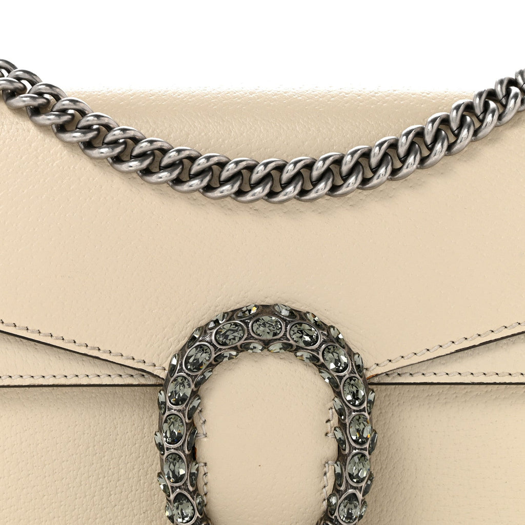 Textured Calfskin Crystal Small Dionysus Shoulder Bag Mystic White wholesalehk.shop