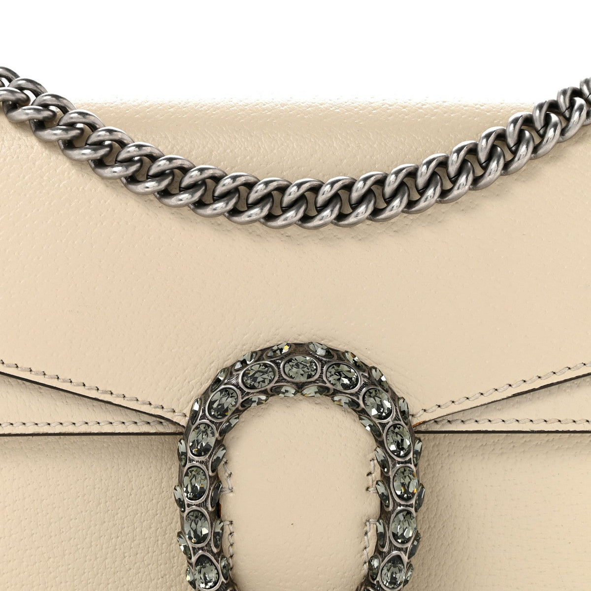Textured Calfskin Crystal Small Dionysus Shoulder Bag Mystic White wholesalehk.shop