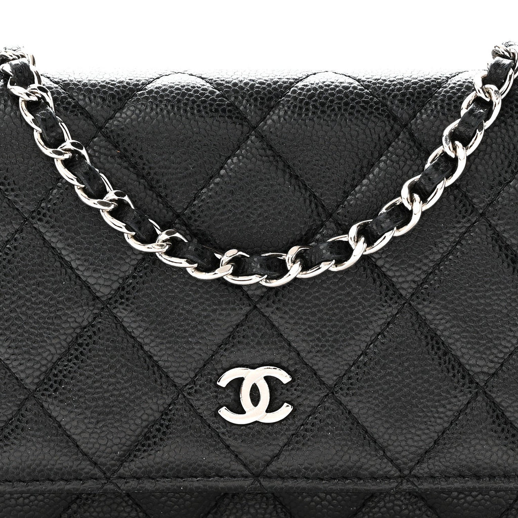 Caviar Quilted Mini Wallet On Chain WOC Black wholesalehk.shop