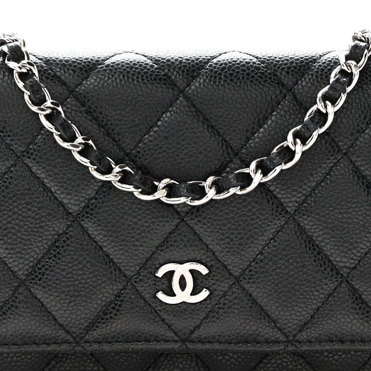 Caviar Quilted Mini Wallet On Chain WOC Black wholesalehk.shop