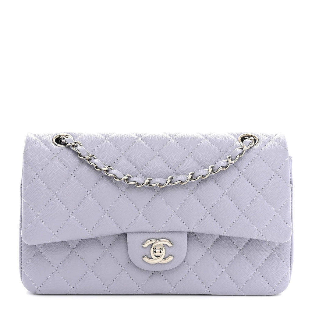 Caviar Quilted Medium Double Flap Light Purple wholesalehk.shop